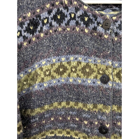 Croft & Barrows Women's Cardigan Blue Multicolor Fair Isle Sweater Size 1XL Boho - Picture 13 of 16